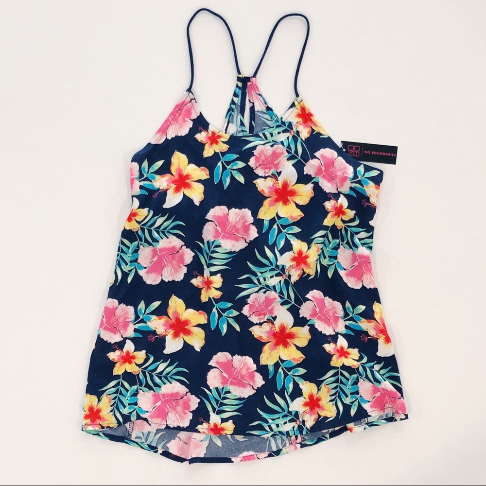 NWT No Boundaries Floral Racerback Tank Top S